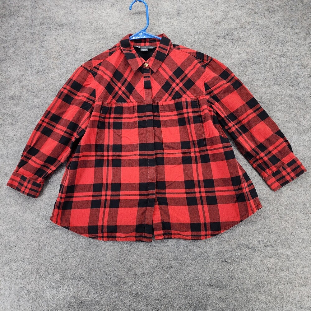 Armani Exchange Shirt Womens XS Button Up Red Plaid